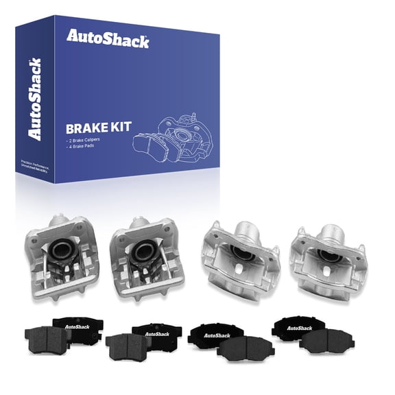 AutoShack Front & Rear Brake Calipers   Ceramic Brake Pads Replacement for 2003-2011 Honda Element 12-PC Kit