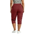 thumbnail image 6 of Frostluinai Plus Size Chino Capri Pants for Women High Waist Cargo Bermuda Shorts Solid Casual Baggy Outdoor Jogger Pantalon Cargo Mujer with Pocket, 6 of 8