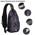 thumbnail image 2 of Sling Backpack,Purple Halloween Ghost Pumpkin Skull Pattern Crossbody Bag with Water Bottle Holder,Waterproof Sling Bag for Men/Women with Chest Phone Holder for Hiking,Travel, 2 of 6