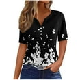 thumbnail image 2 of WXLWZYWL Clearance Womens Summer Tunic Tops Plus Size Henley Neck Short Sleeve Buttons Shirts Dressy Blouses 2024 Geometric Printing Casual Loose Pullover Clothes, 2 of 5