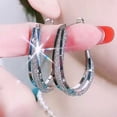 thumbnail image 4 of harmtty 1 Pair Hoop Earrings High-end Shiny Contrast Color Round Circle Dangle Earrings Daily Jewelry, 4 of 8