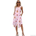 thumbnail image 3 of HELLHERO Side Pockets Sleeveless Sundress, Capybara Strawberry Pattern Sleeveless Midi Dress Polyester Irregular Hem Asymmetric Hem Midi Dress Round Neck, 3 of 8