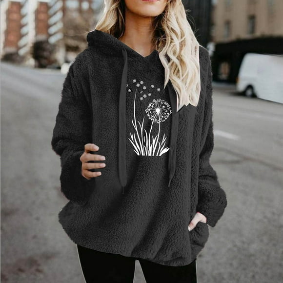 ZMFXJPE Womens Cute Sweatshirts Cute Sweat Shirts Women's Fleece Hoodie Hoodies for Women Plus Size Basic Hoodie(Black,L)