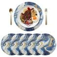 thumbnail image 5 of Ryvnso Marble Blue Gold White Round Plate Mats Dining Table Placemat Set of 4 for Holiday Decoration, 5 of 7
