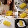 thumbnail image 5 of Small Pencil Box, Plastic Case with Hinged Lid and Snap, Portable Storage for Back to Campus Supplies, Yellow, 5 of 7