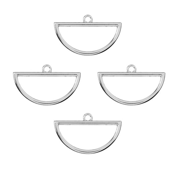 John Bead Beadwork Findings 12pcs Silver Jewelry Findings Pendants | Half Circle (4pcs x Pack of 3)