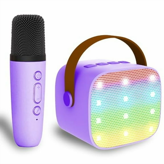 Mini Karaoke Machine for Kids & Adults,Kids Toys for Girls & Boys Gifts,Bluetooth Speaker with 1 Wireless Microphone for Kids Adults Toddler Girls Home Party Birthday Gifts Purple
