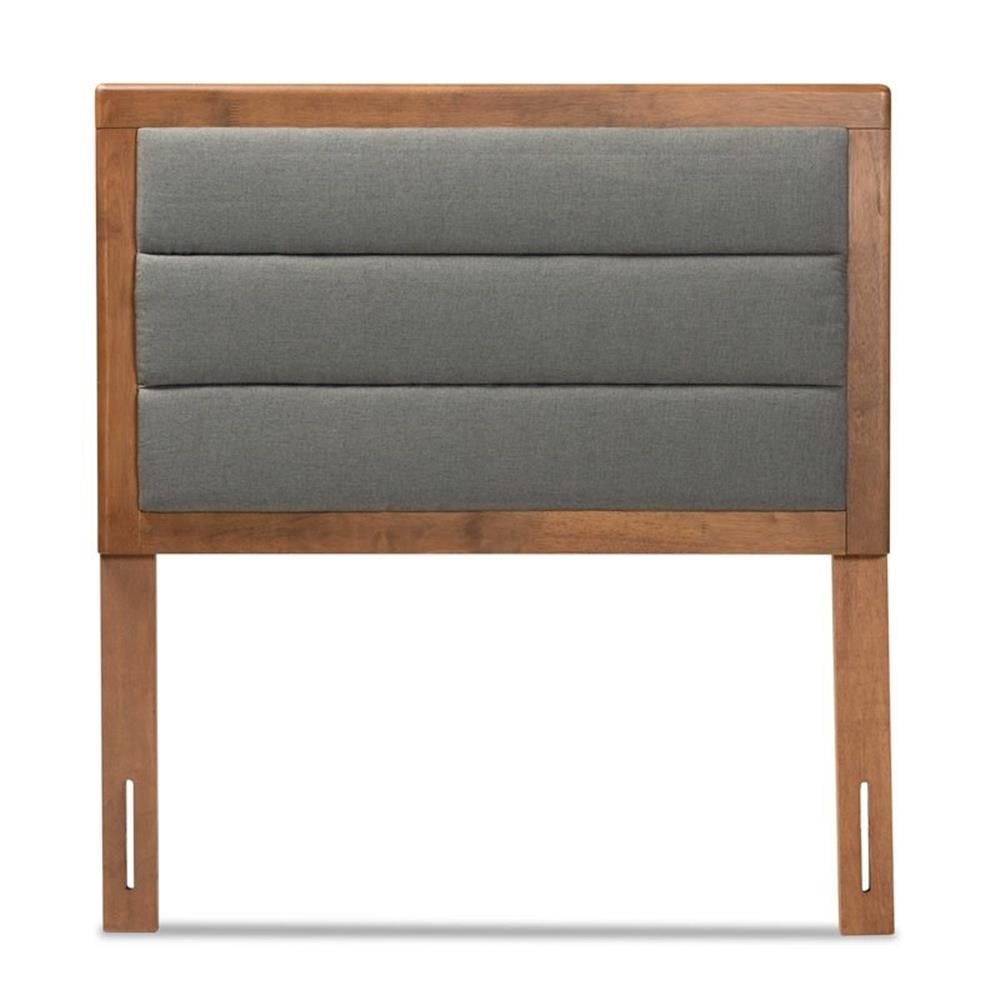 Baxton Studio Dexter Modern and Contemporary Dark Grey Fabric  and Walnut Brown Finished  Twin Size Headboard,Wholesale