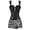 Black, variant on Steampunk Faux Leather Corset Dress Women Punk Rock Corset with Lace Skirt Halloween Costumes Black 6XL