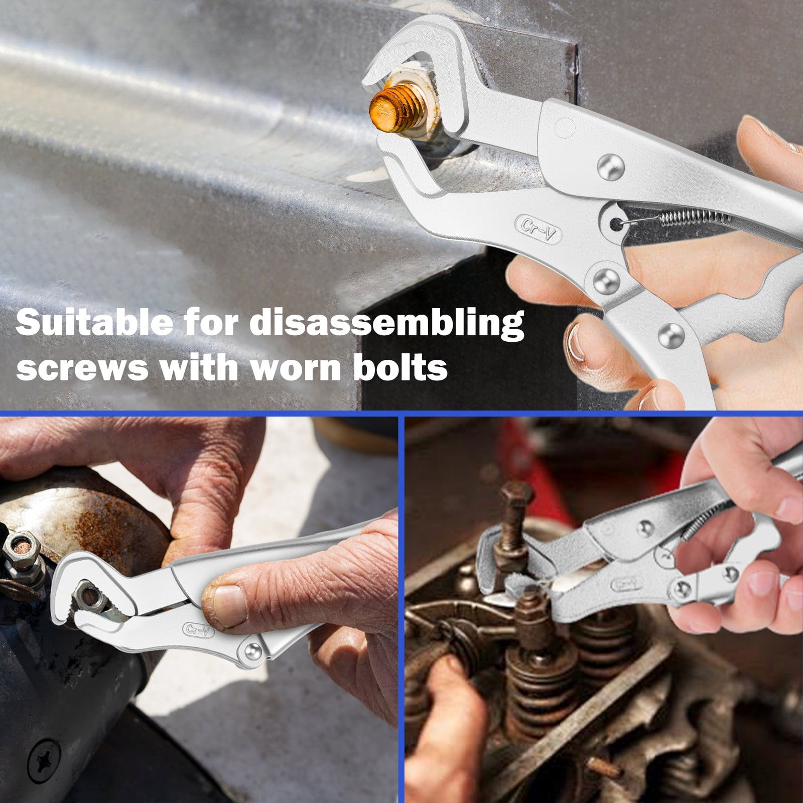 Sutowe 2Pcs 8 Inch Parrot Nose Pliers Hand Tool 6 to 32mm Adjustable Carbon Steel Curved Jaw Locking Pliers for Woodworking