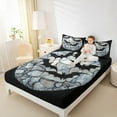 thumbnail image 4 of Manfei Halloween Bat Full Size Sheets for Kids, Aesthetic Marble Bed Sheets, Black Gray Sheet Sets, Luxury Bedroom Decor 4-Piece, 4 of 7