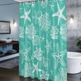 thumbnail image 3 of Marine Life Shower Curtains for Bathroom, Starfish Coral Shell Gradient Green Ocean Washable Fabric Shower Curtain with Hooks Waterproof Bathroom Decor Sets, 48 x 72 Inches, 3 of 9