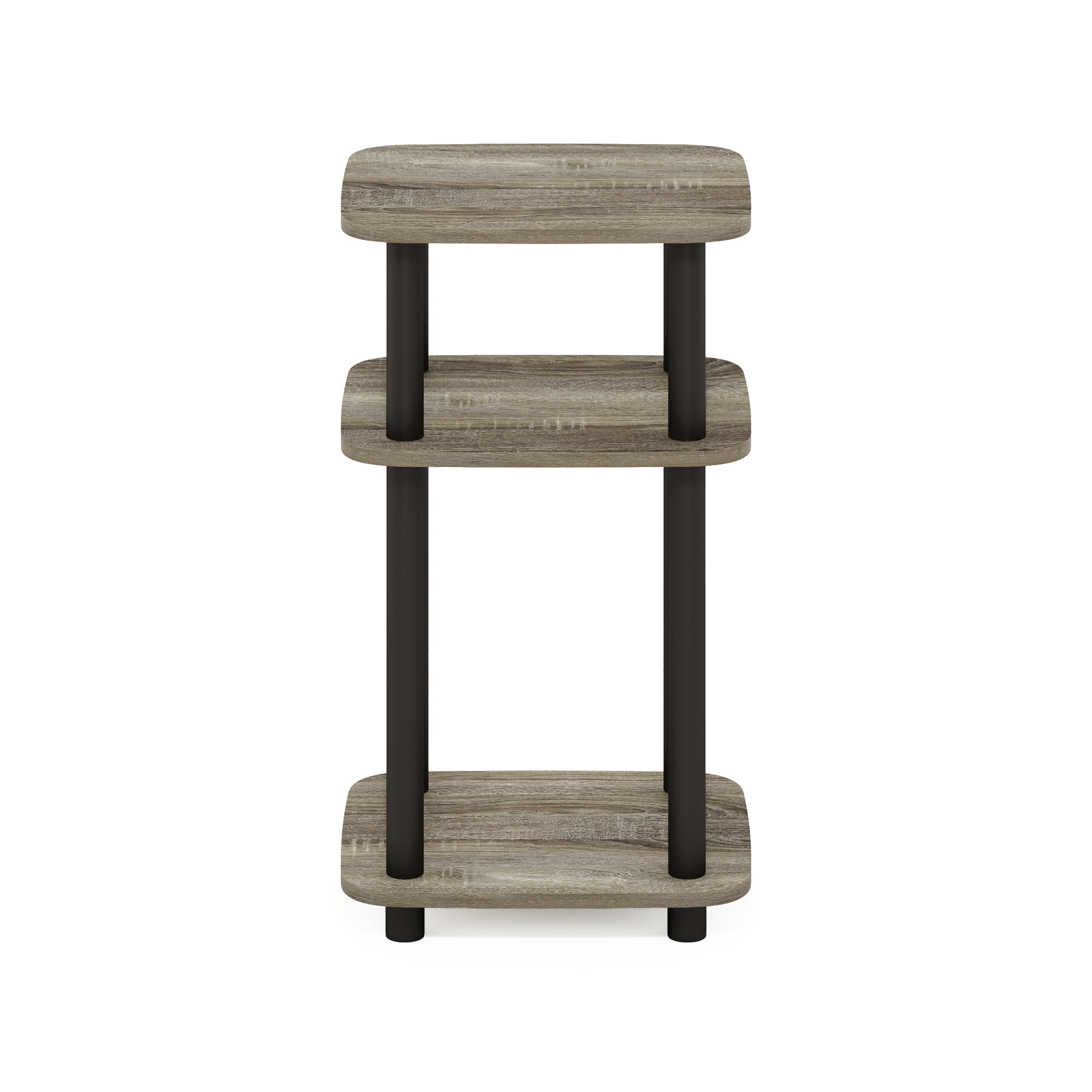 Furinno Just 3-Tier Turn-N-Tube Curve End Table, Side Table, 1-Pack, French Oak/Black