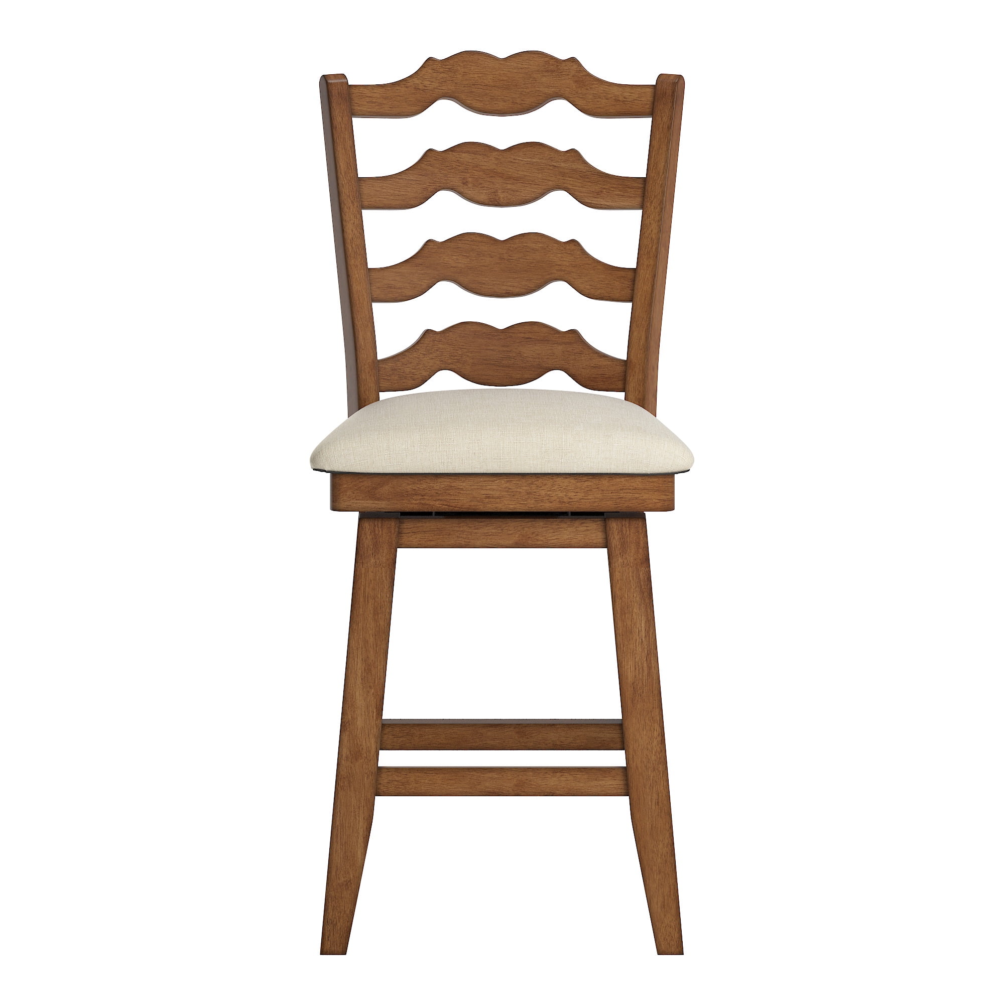 Weston Home Sheena Ladder Back 24" Wood Swivel Counter Stool, Antique Oak