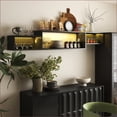 thumbnail image 3 of TV Furniture | 65.35in Modern Floating Wall Mounted TV Stand with 20 Color LEDs & Charging Station | Particle Board+MDF | Black | TV Size 50-59 Inches, 3 of 15