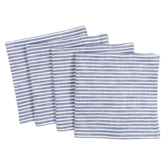 KAF Home Monaco Relaxed Casual Farmhouse Napkin | Set of 4, 100% Slubbed Cotton, 20x20 Inch Cloth Napkins | for Entertaining and Everyday Use (Blue)