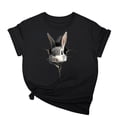 thumbnail image 1 of Tops de Cuello Alto para las Mujeres Amante Impreso Camiseta Cuello Redondo Manga Corta, Poliéster Spandex, 1 of 7