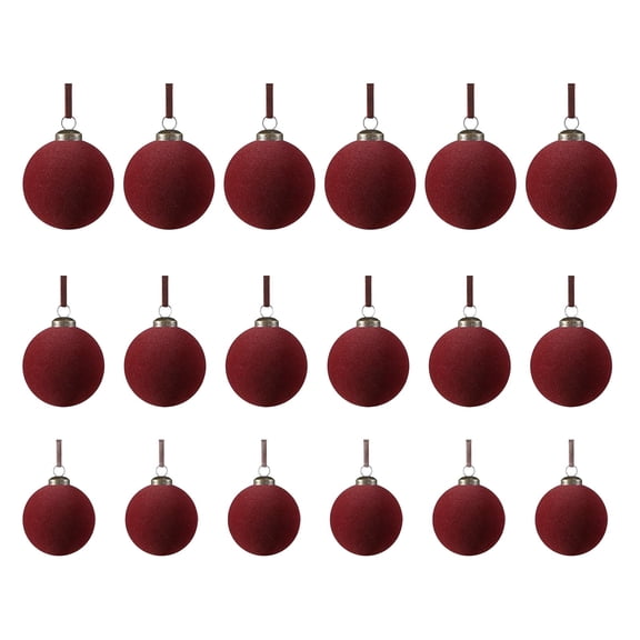 Large Velvet Christmas Ornaments Set, Red Xmas Tree Ball Decorations, 18 Hanging Balls, 2.4-3.1 in
