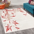 thumbnail image 2 of Dragonfly Decorative Rug, Swirled Floral Background Damask Curl Branches and Leaves Print, Quality Carpet for Bedroom Dorm and Living Room, 6 Sizes, Dark Pink, by Ambesonne, 2 of 4