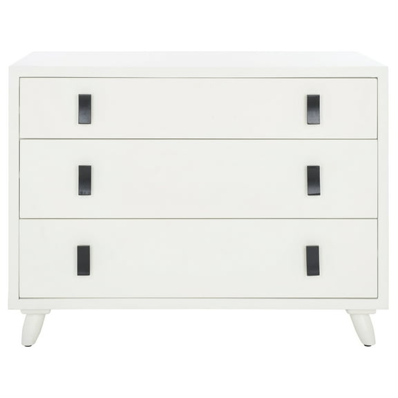 SAFAVIEH Blaize Contemporary Style 3 Drawer Chest, White (35.4 in. W x 18 in. D x 26.5 in. H)