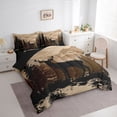 thumbnail image 3 of Homewish Jungle Wildlife Reindeer Bedding Comforter Set 7pcs for Men, Vintage Lodge Cabin Queen Bedding Sets, Brown Rustic Farmhouse Reversible Queen Sheet Sets, Luxury Bedroom Decor, 3 of 7