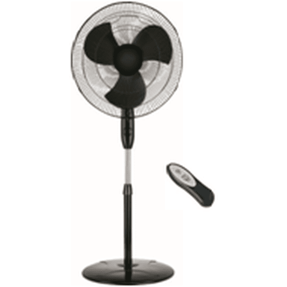 16" Oscillating Stand Fan with Remote Control, Black