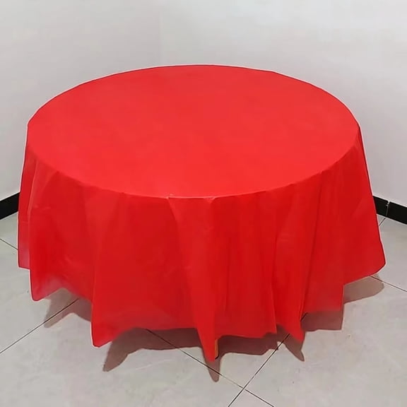 Table Cloth,12 Pack Premium Plastic Disposable 84 Inch Round Tablecloth Round Table Covers