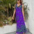 thumbnail image 6 of Classic Paisley Bandana, Purple And Green Dress Fashion Boho Beach Long Dresses Female Party Printed Maxi Dress, 6 of 9