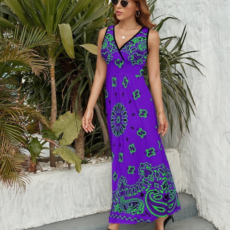 purple and green maxi dress Baltic Born Womens Johanna Maxi Dress | Deep Moss + Purple Floral | Color: Midnight Floral