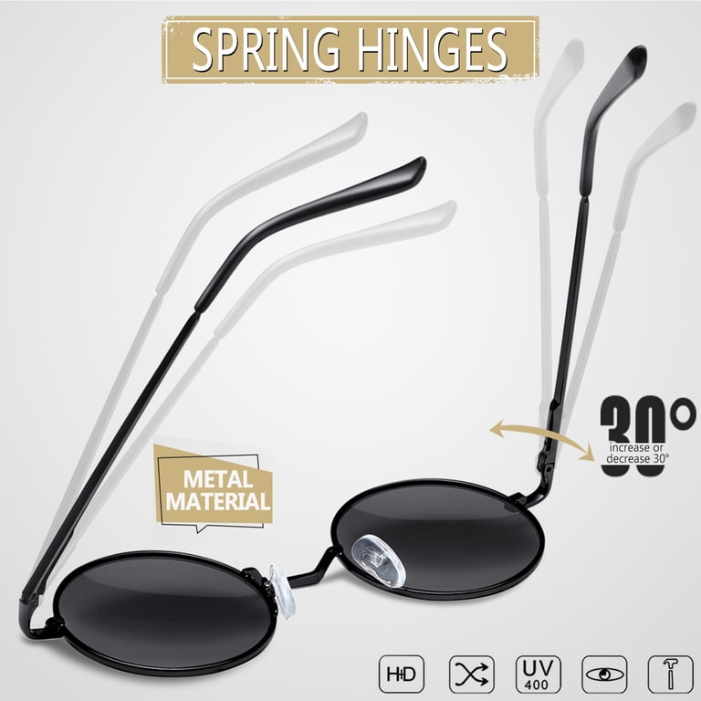 Retro Round Polarized Sunglasses Spring Hinge Metal Frame UV400 Amazon.com: KALIYADI Round Polarized Sunglasses for Men  main image 4