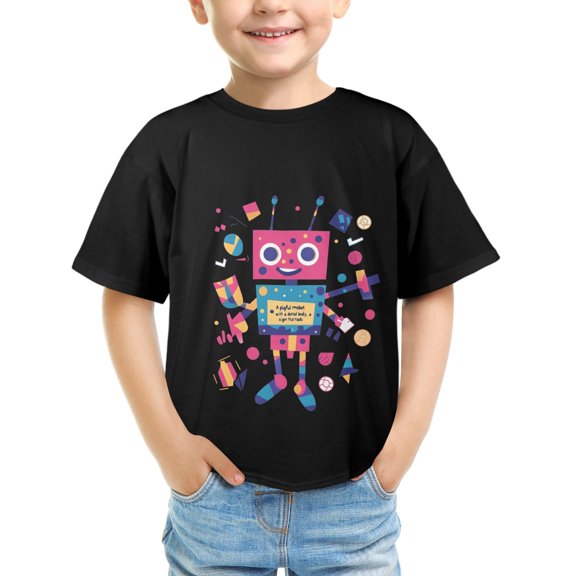 WISHTIME Kids' T-Shirt Dot Happy Dot Day 2024 Funny Colorful Polka Short Sleeve Size XS-XL Black