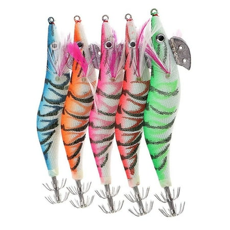 5pcs Silicone Simulation Noctilucent Prawn Shrimp Fishing Lure Hook Bait