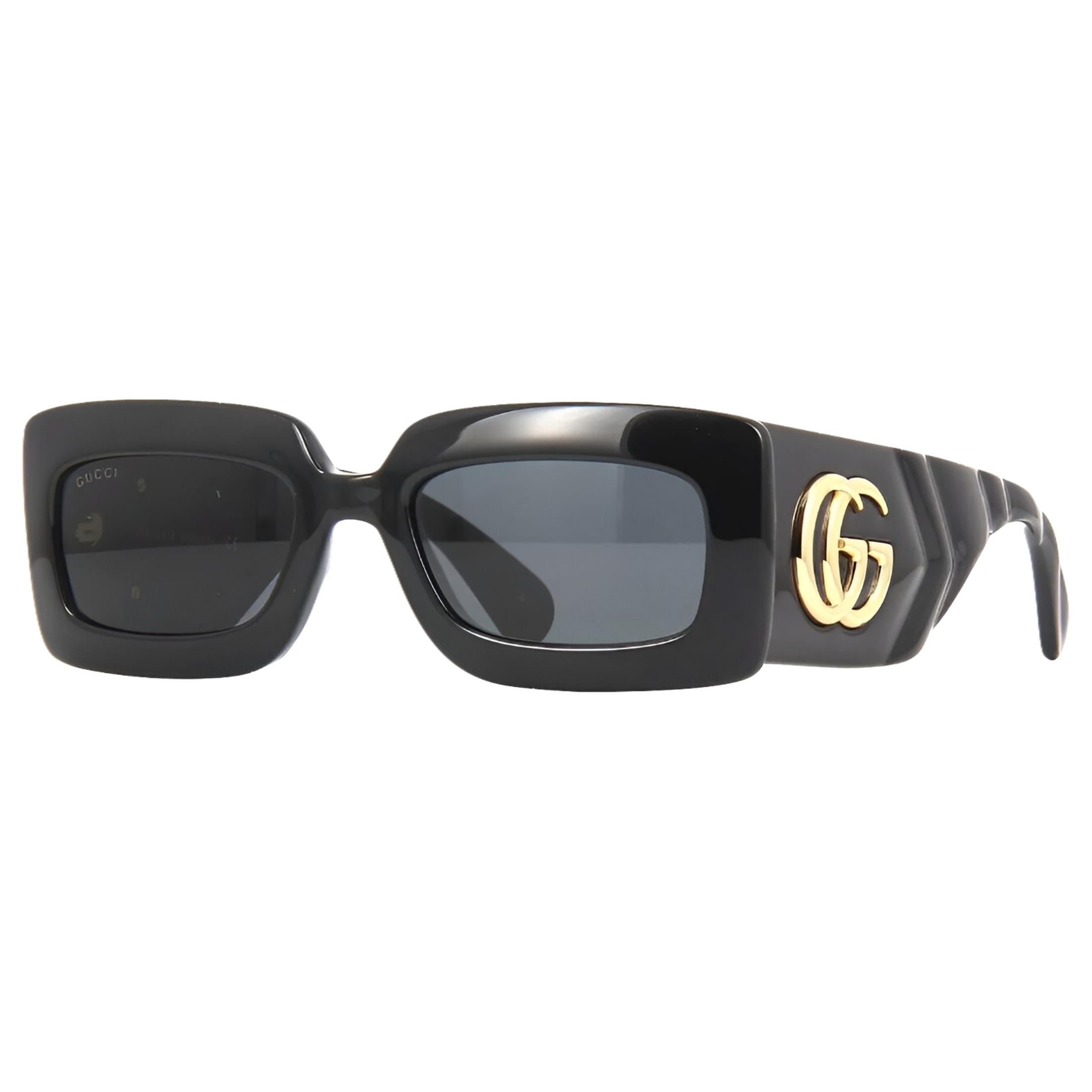 GUCCI GG0811S 001 Rectangular Square Black Shiny Grey 53 mm  display picture 1