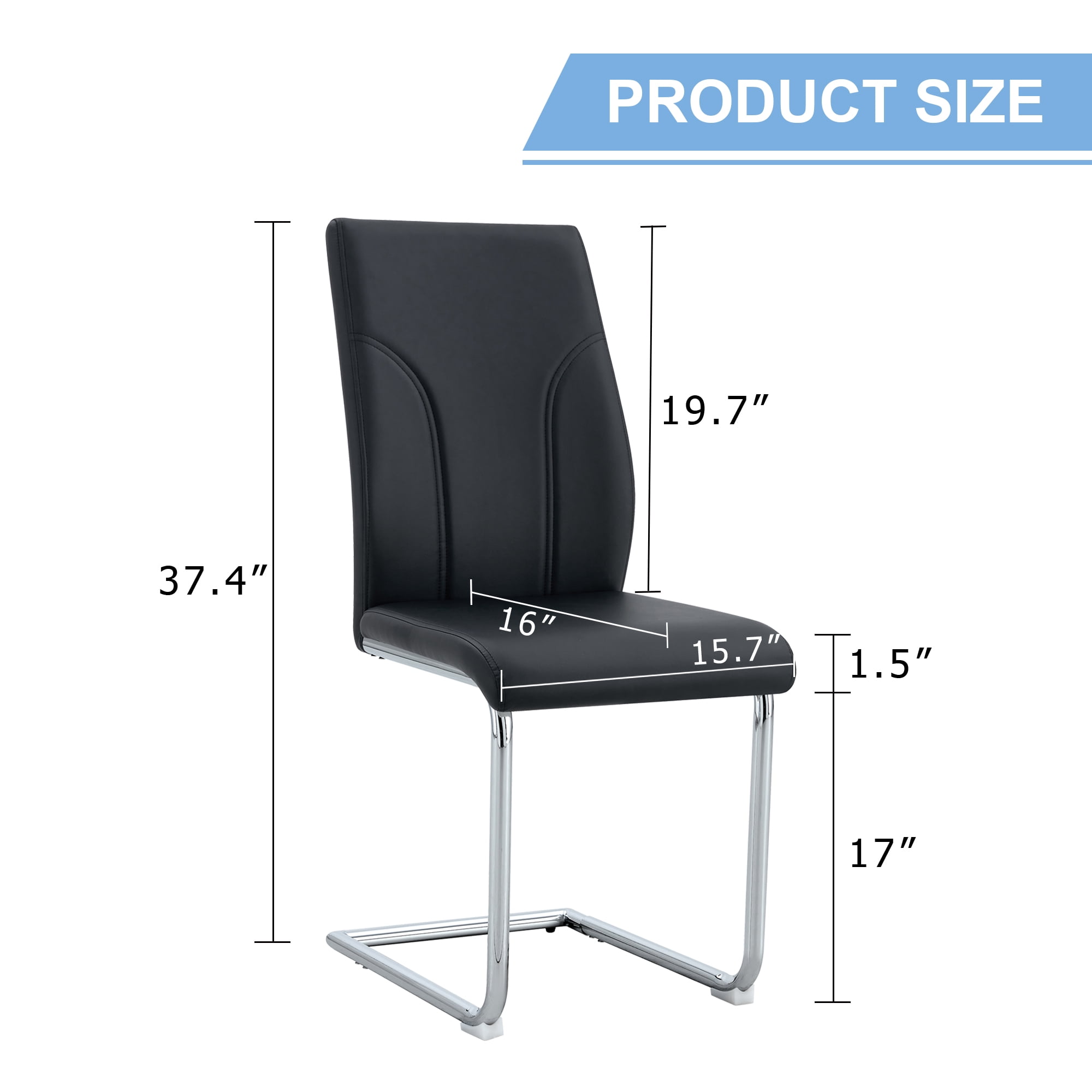 Black PU Dining Chairs Set of 4 with High Back and Sturdy Legs for Dining Room Kitchen Living Room