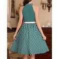 thumbnail image 5 of IWEMEK Women 1950s Vintage Polka Dot Swing Dress with Bow Tie Neck Sleeveless Cocktail Party Prom Tea Evening Dresses M Lake Blue, 5 of 10