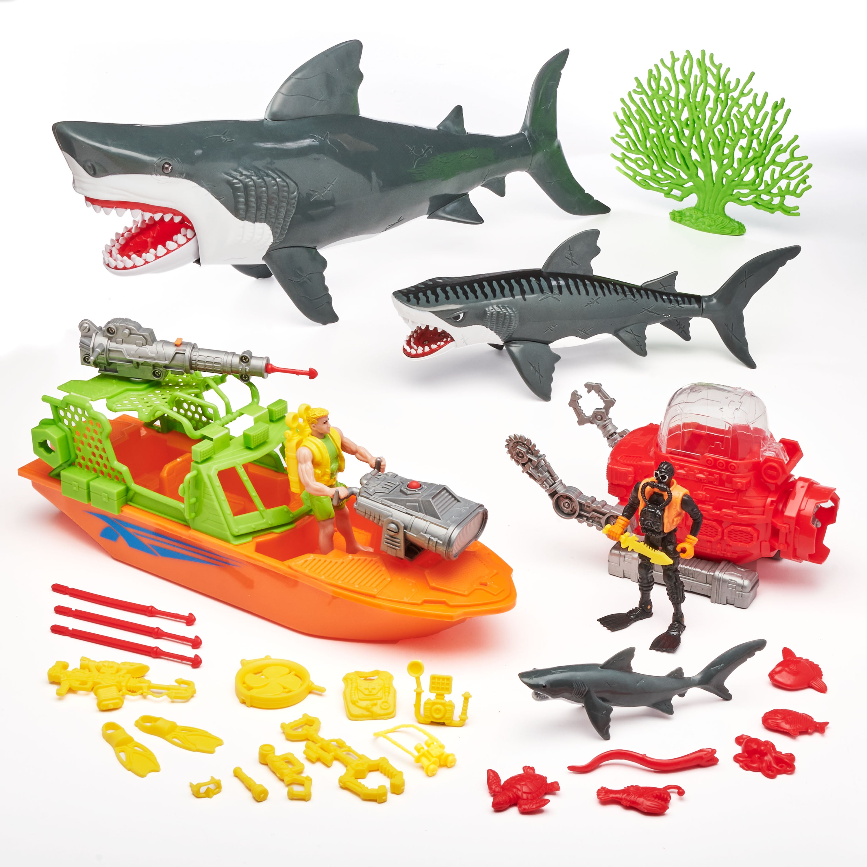 Kid Connection Shark Exploration Play Set, With Marine Boat and Vehicles, 31 Pieces