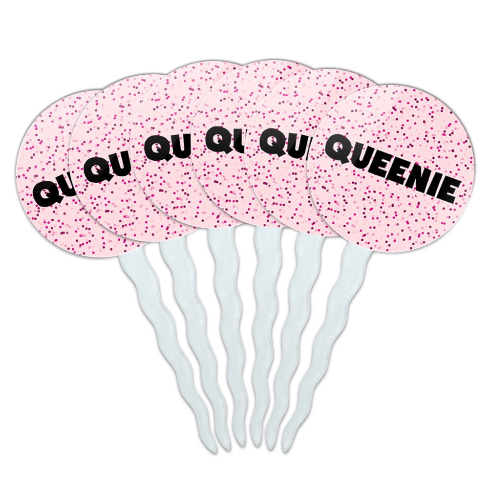 Pink Speks Queenie Cupcake Picks Toppers Set of 6 Pink Speckles Pink Speks Queenie Cupcake Picks Toppers Set of 6 Pink Speckles