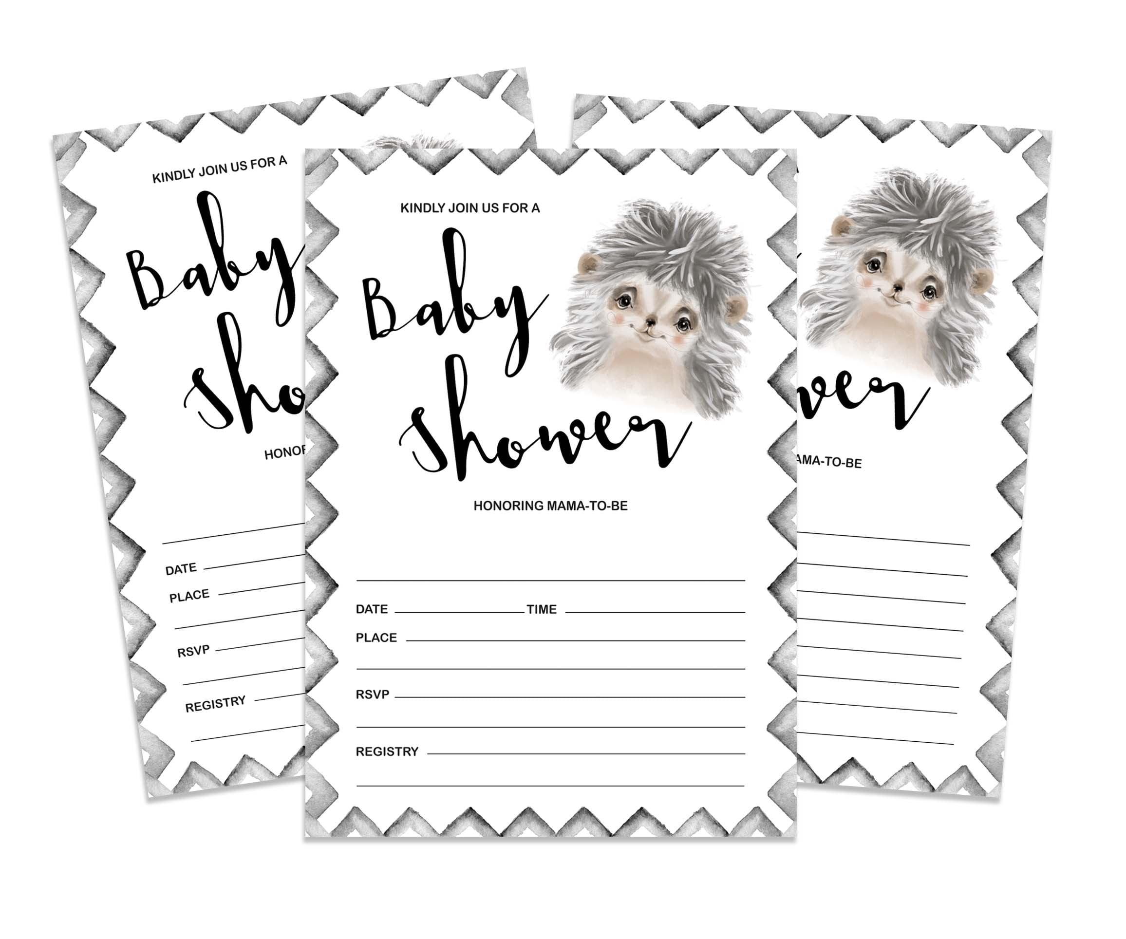 Inkdotpot 30Hedgehog Baby Shower Invitation Cards Jungle Animals Fill