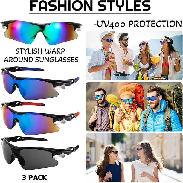 3 Pack Polarized Sports Sunglasses Fashion Windproof Cycling Glasses Uv400 Protection Light Sunglasses Outdoor Glasses For Men Woman Walmart