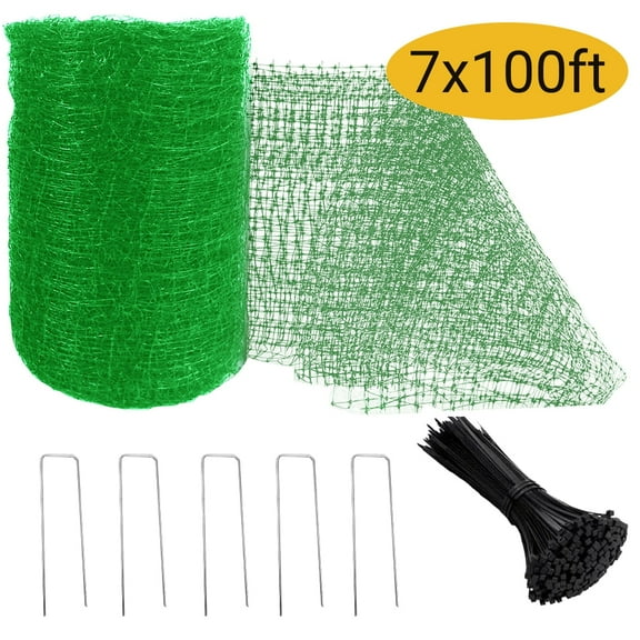 Bird Netting Garden Netting for Garden Protection Reusable for Plants Fruit Trees Vegetables Against Birds Deer and Other Animals 7x100ft Green