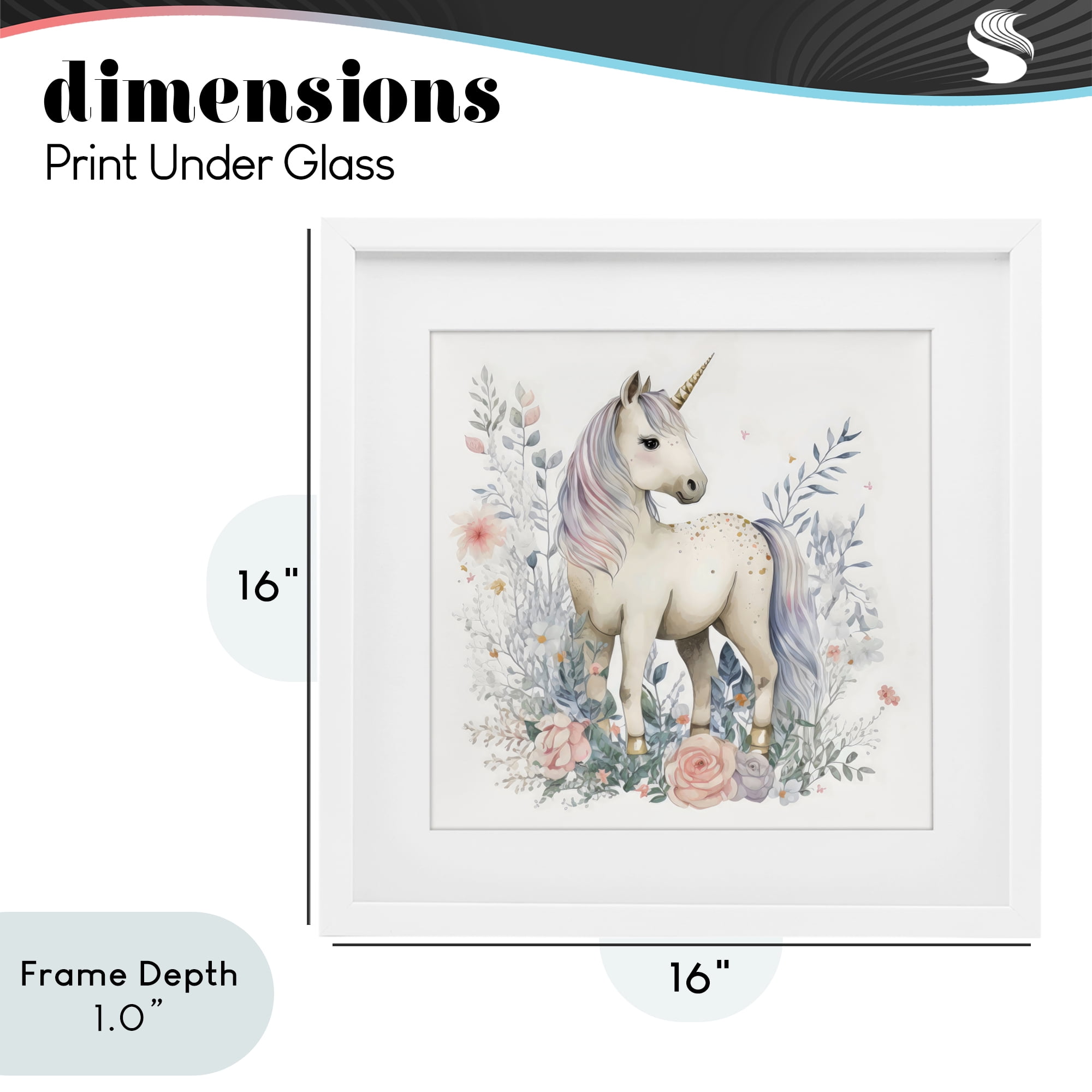 Stupell Industries Unicorn in Delicate Floral Forest White Framed Print Under Glass, design by Creative Studio