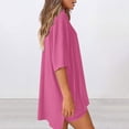 thumbnail image 3 of Guieoi Summer Two-Piece Outfit Solid-Color Round-Neck 3/4-Sleeve Top + Shorts Casual Matching Set Pink XL, 3 of 8