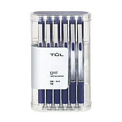TUL Gel Pens, Retractable, Fine Point, 0.5 mm, Gray Barrel, Blue Ink, Pack Of