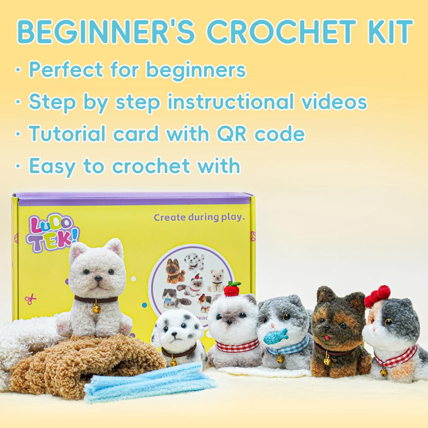Pipe Cleaners Craft kit, A Pipe Cleaner kit Suitable for Beginners. It Includes a Kits for Making The Shapes of 6 Animal and Comes with Simple and Easy-to-Understand Video tutorials(Cat and Dog)