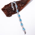 thumbnail image 2 of Blue Topaz, CZ 925 Sterling Silver Adjustable Bracelet 7" B129018, Gift for her, 2 of 6