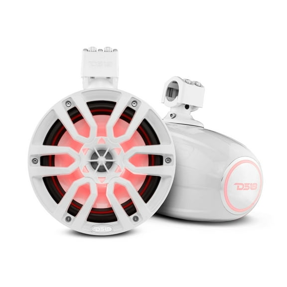 DS18 NXL-X8TP/WH 8" 375W Max Marine Wakeboard Tower Speakers w/ RGB LED Lights