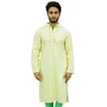 thumbnail image 1 of Atasi Men's Kurta Pyjama Set Long Cotton Yellow Tunic Shirt Ethnic Wear-Large, 1 of 6