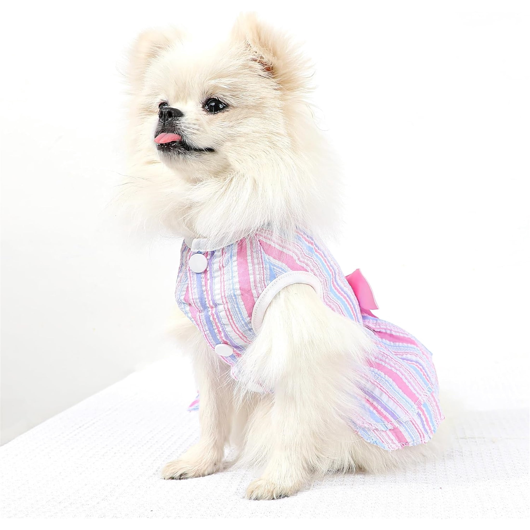 HQREA Dog Dress Cute Pet Princess Dresses with Bowknot Breathable Sweet Dog Clothes for Small Dogs Girl for Summer