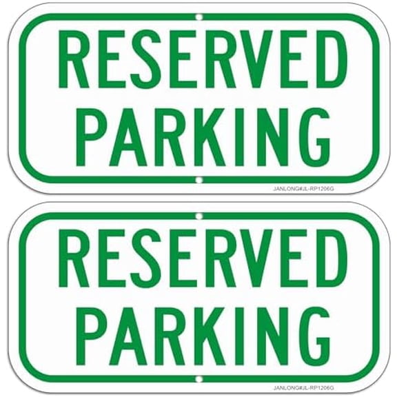 2 Pack Reserved Parking Signs, 12"x 6" Aluminum Reserved Parking Sign, UV Protected, Reflective, Fade Resistant, Weatherproof- Easy to Mount- Outdoor Use(Green)$$Safety & Emergency