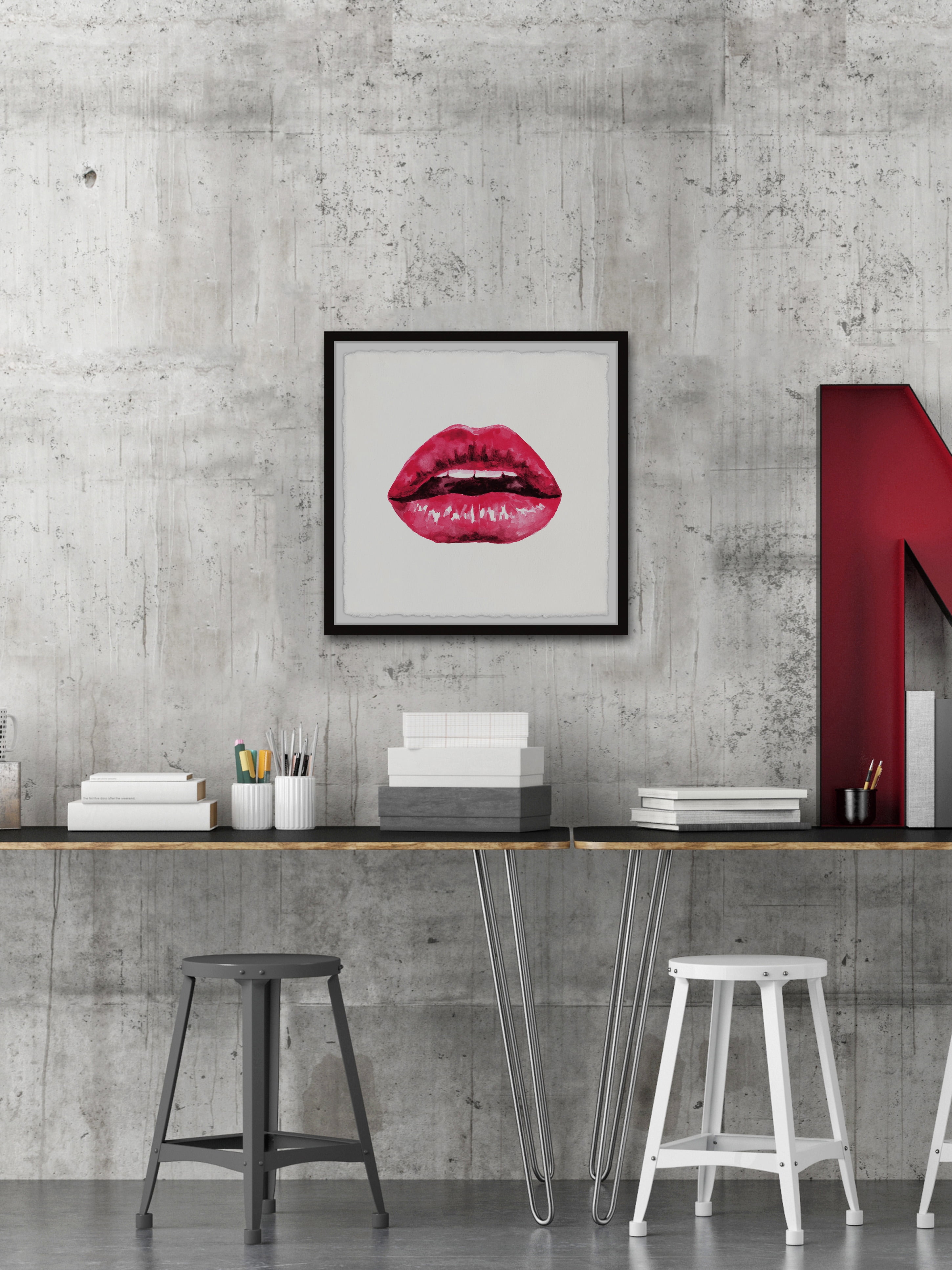 Marmont Hill "Seductive Lips" Framed Painting Print
